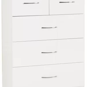 Nevada 3+2 Drawer Chest in White Gloss