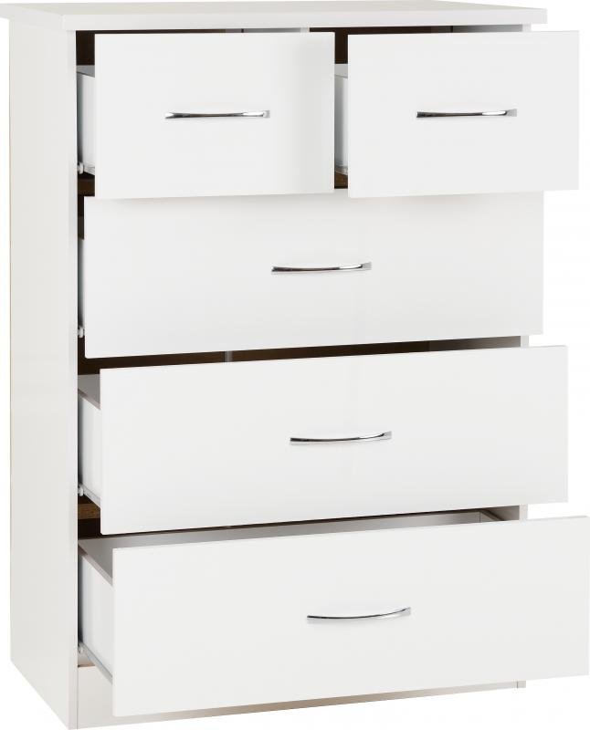 Nevada 3+2 Drawer Chest in White Gloss - Image 7