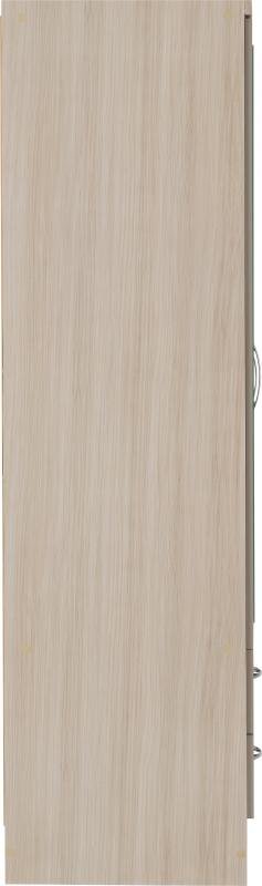 Nevada 4 Door 2 Drawer Mirrored Wardrobe in Oyster GlossLight Oak Effect Veneer - Image 7