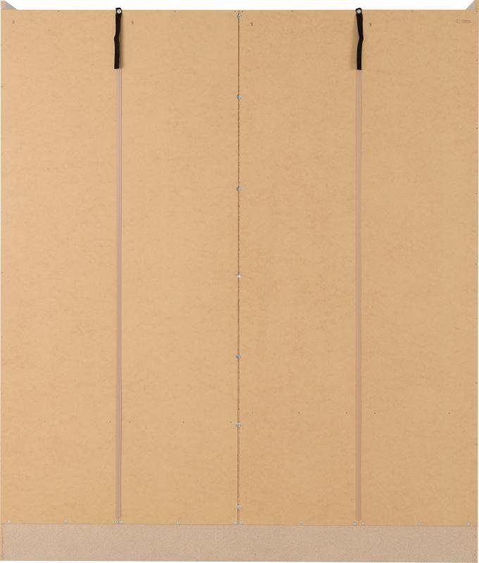 Nevada 4 Door 2 Drawer Mirrored Wardrobe in Oyster GlossLight Oak Effect Veneer - Image 6