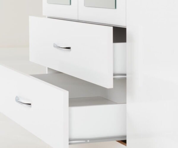 Nevada 4 Door 2 Drawer Mirrored Wardrobe in White Gloss - Image 2