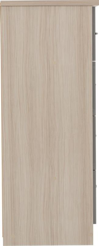 Nevada 5 Drawer Low Wardrobe in Grey GlossLight Oak Effect Veneer - Image 5