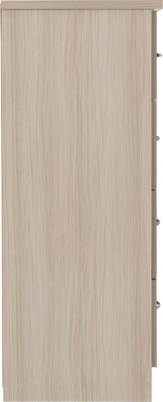 Nevada 5 Drawer Low Wardrobe in Oyster GlossLight Oak Effect Veneer - Image 5