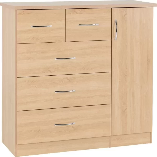 Nevada 5 Drawer Low Wardrobe in Sonoma Oak Effect