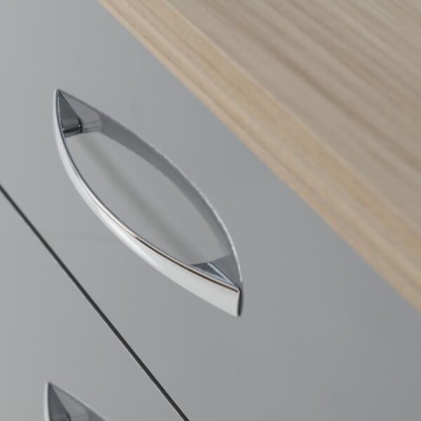Nevada 5 Drawer Narrow Chest in Grey GlossLight Oak Effect Veneer - Image 3