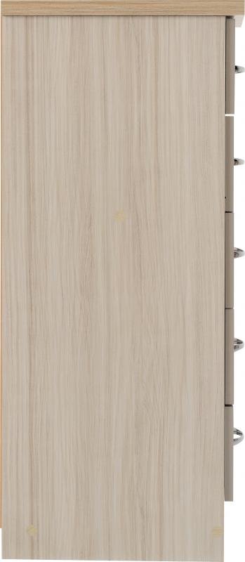 Nevada 5 Drawer Narrow Chest in Oyster GlossLight Oak Effect Veneer - Image 6