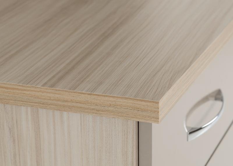 Nevada 5 Drawer Narrow Chest in Oyster GlossLight Oak Effect Veneer - Image 3