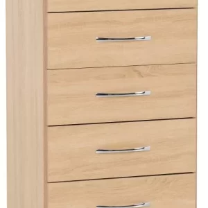 Nevada 5 Drawer Narrow Chest in Sonoma Oak Effect
