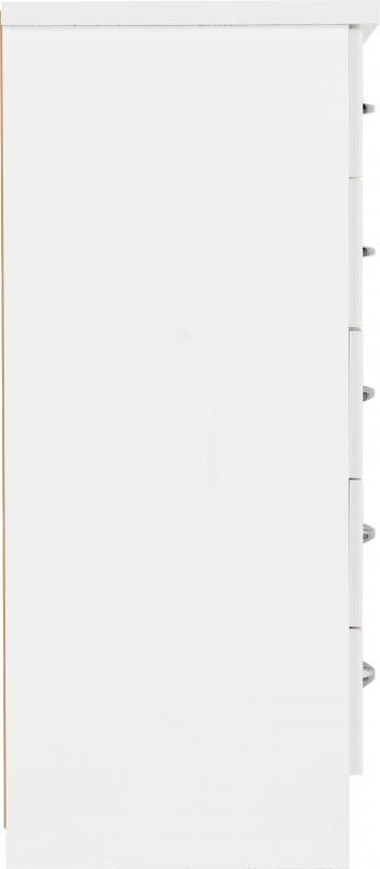 Nevada 5 Drawer Narrow Chest in White Gloss - Image 6