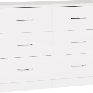 Nevada 6 Drawer Chest in White Gloss