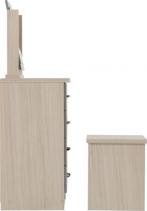 Nevada 4 Drawer Dressing Table Set in Grey GlossLight Oak Effect Veneer - Image 7