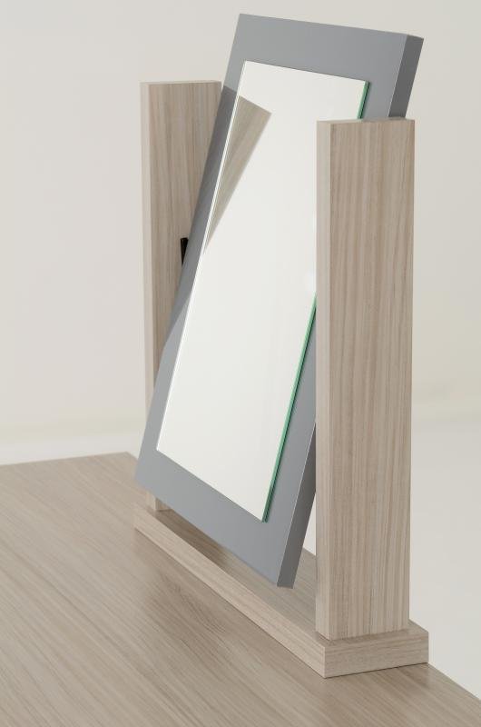 Nevada 4 Drawer Dressing Table Set in Grey GlossLight Oak Effect Veneer - Image 5