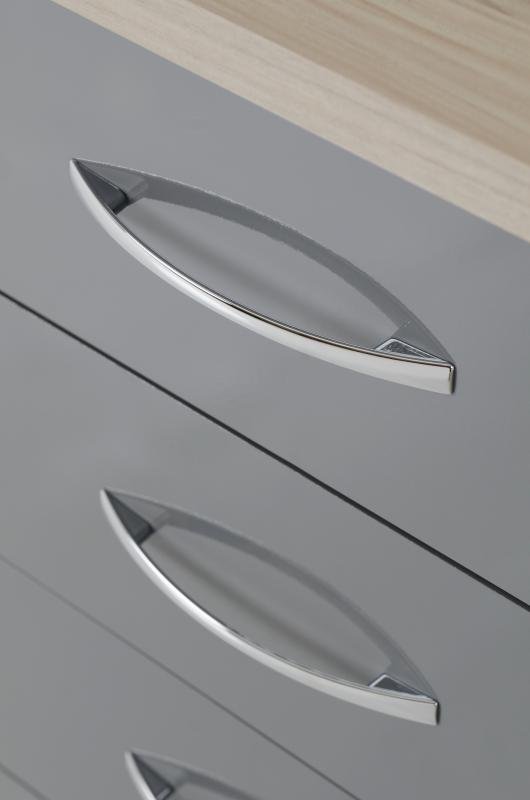 Nevada 4 Drawer Dressing Table Set in Grey GlossLight Oak Effect Veneer - Image 4