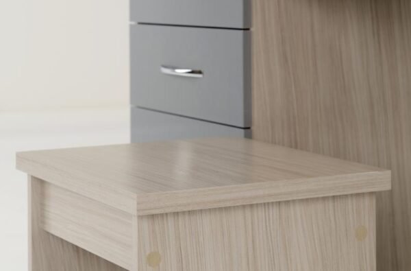 Nevada 4 Drawer Dressing Table Set in Grey GlossLight Oak Effect Veneer - Image 3