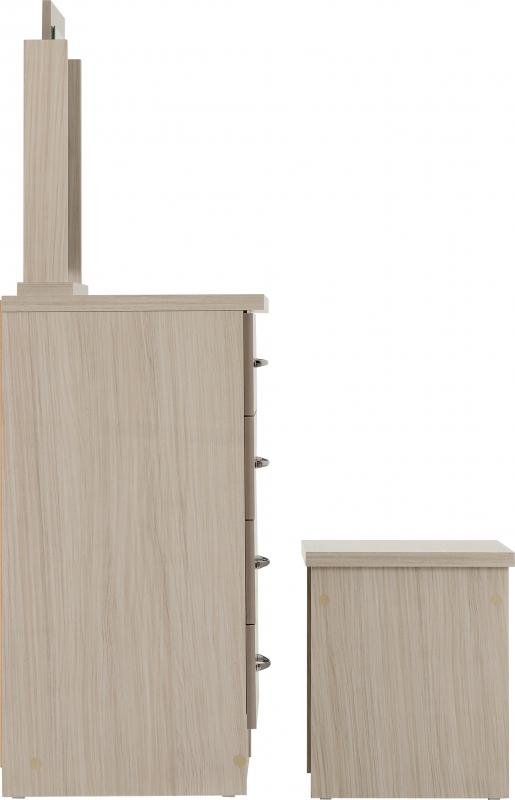 Nevada 4 Drawer Dressing Table Set in Oyster GlossLight Oak Effect Veneer - Image 7