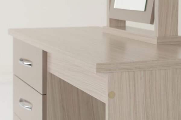 Nevada 4 Drawer Dressing Table Set in Oyster GlossLight Oak Effect Veneer - Image 4