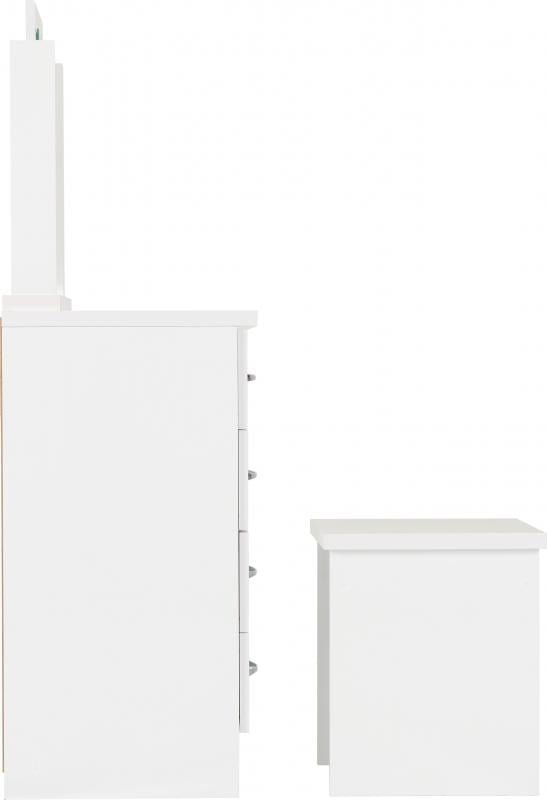 Nevada 4 Drawer Dressing Table Set in White Gloss - Image 5