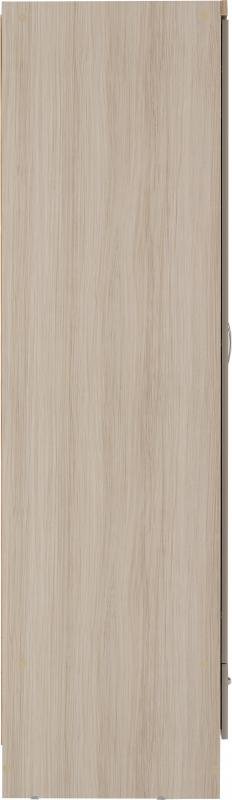 Nevada Mirrored 2 Door 1 Drawer Wardrobe in Oyster GlossLight Oak Effect Veneer - Image 5