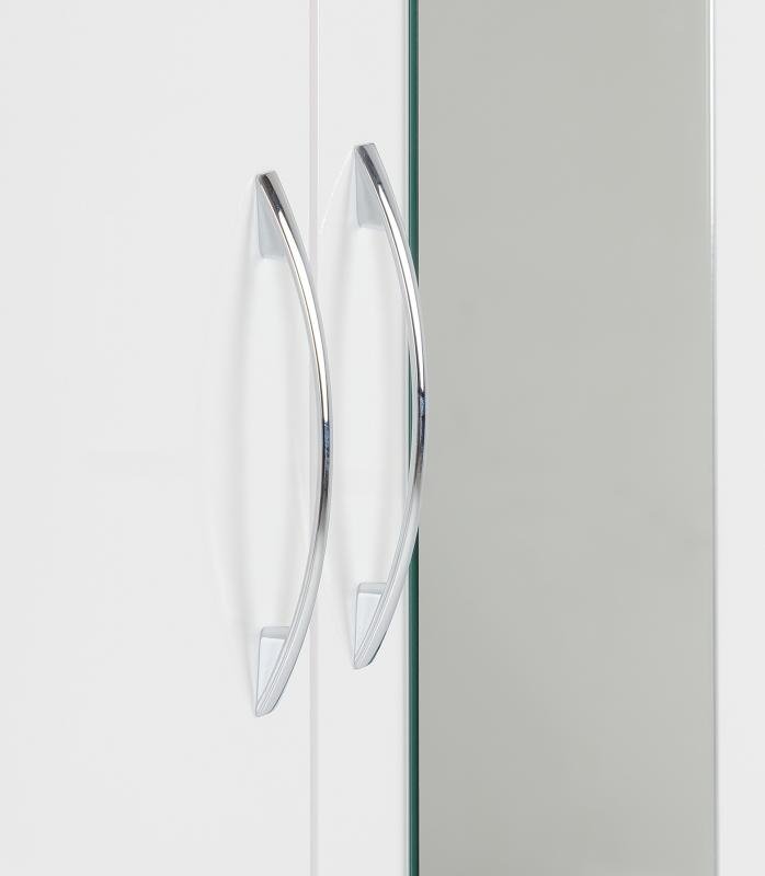 Nevada Mirrored 2 Door 1 Drawer Wardrobe in White Gloss - Image 4