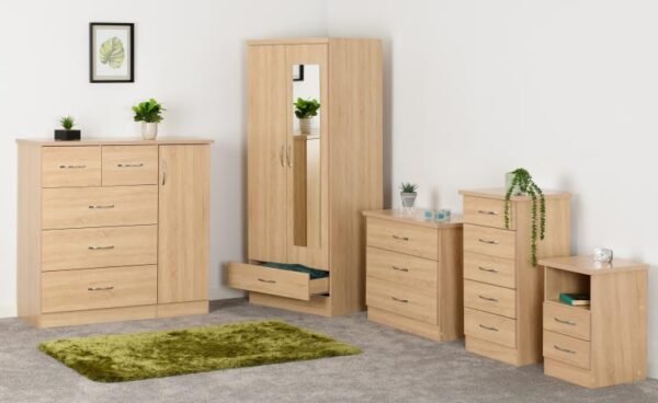 Nevada 5 Drawer Low Wardrobe in Sonoma Oak Effect - Image 2