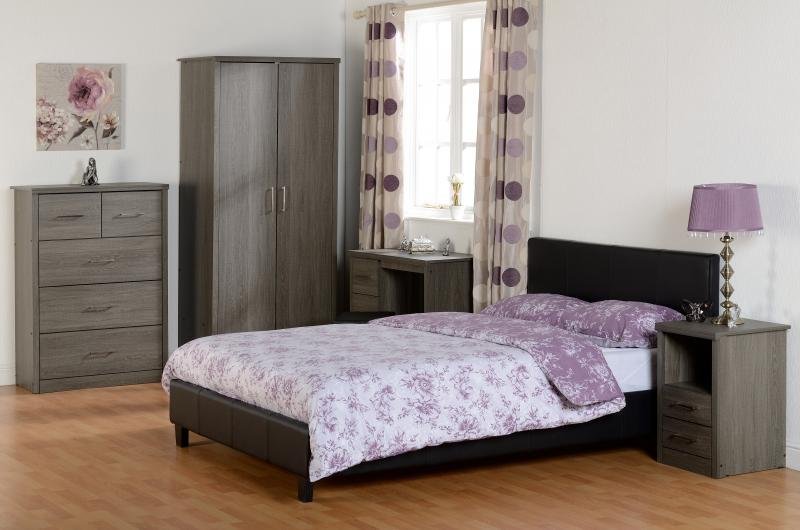 Lisbon 2 Drawer 1 Shelf Bedside Cabinet in Black Wood Grain - Image 3