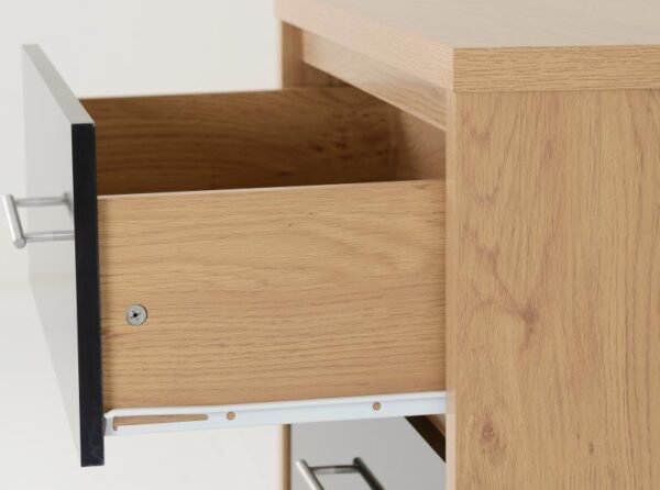 Seville 3 Drawer Chest in Black High GlossLight Oak Effect Veneer - Image 2