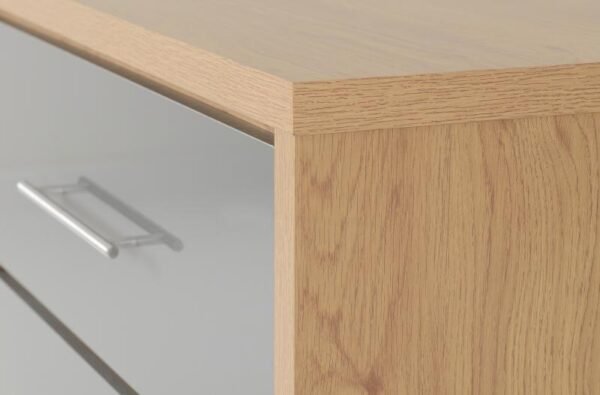 Seville 3 Drawer Chest in Grey High GlossLight Oak Effect Veneer - Image 7