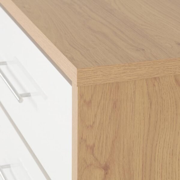 Seville 3 Drawer Chest in White High GlossLight Oak Effect Veneer - Image 4