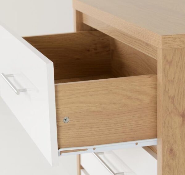 Seville 3 Drawer Chest in White High GlossLight Oak Effect Veneer - Image 3