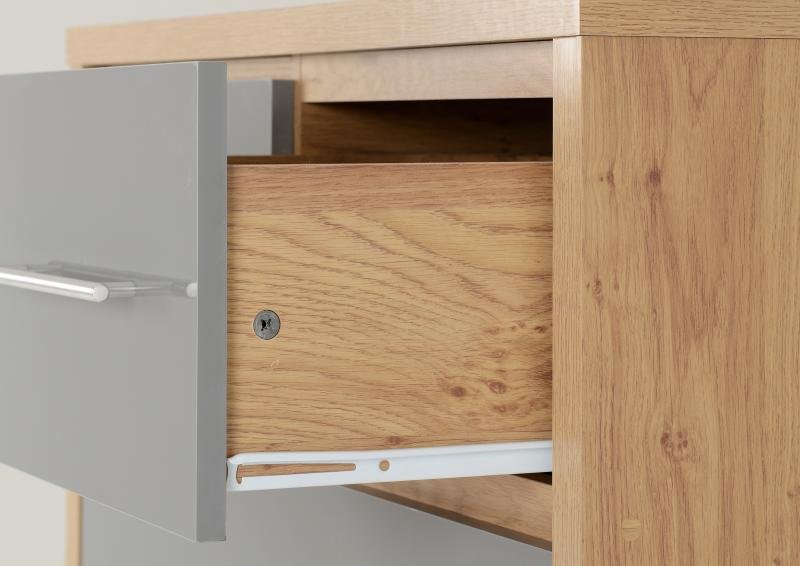 Seville 3+2 Drawer Chest in Grey High GlossLight Oak Effect Veneer - Image 3
