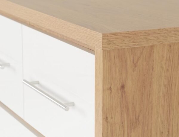 Seville 3+2 Drawer Chest in White High GlossLight Oak Effect Veneer - Image 3