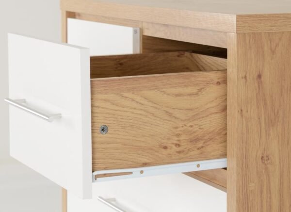 Seville 3+2 Drawer Chest in White High GlossLight Oak Effect Veneer - Image 2