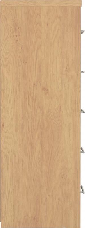 Seville 5 Drawer Narrow Chest in Black High GlossLight Oak Effect Veneer - Image 7