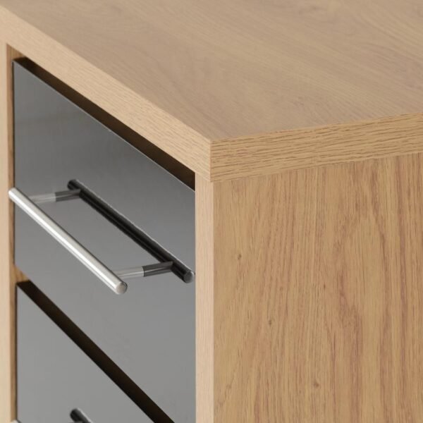 Seville 5 Drawer Narrow Chest in Black High GlossLight Oak Effect Veneer - Image 5