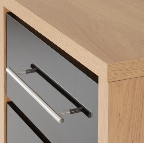 Seville 5 Drawer Narrow Chest in Black High GlossLight Oak Effect Veneer - Image 3