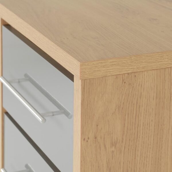 Seville 5 Drawer Narrow Chest in Grey High GlossLight Oak Effect Veneer - Image 4