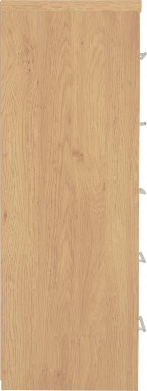 Seville 5 Drawer Narrow Chest in White High GlossLight Oak Effect Veneer - Image 6