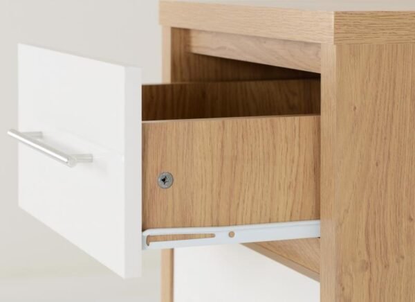 Seville 5 Drawer Narrow Chest in White High GlossLight Oak Effect Veneer - Image 3