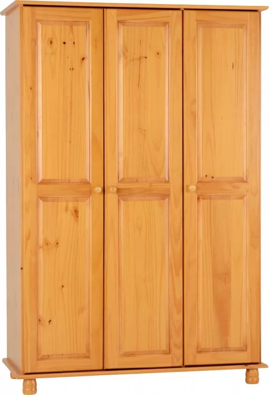 Sol 3 Door Wardrobe in Antique Pine