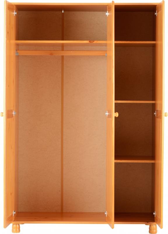 Sol 3 Door Wardrobe in Antique Pine - Image 4