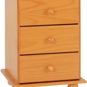 Sol 3 Drawer Bedside Chest in Antique Pine