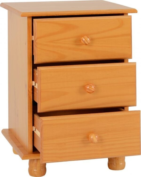 Sol 3 Drawer Bedside Chest in Antique Pine - Image 6