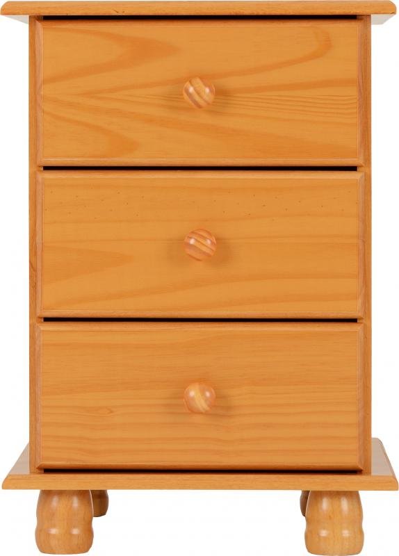 Sol 3 Drawer Bedside Chest in Antique Pine - Image 5