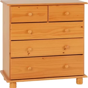 Sol 3+2 Drawer Chest in Antique Pine