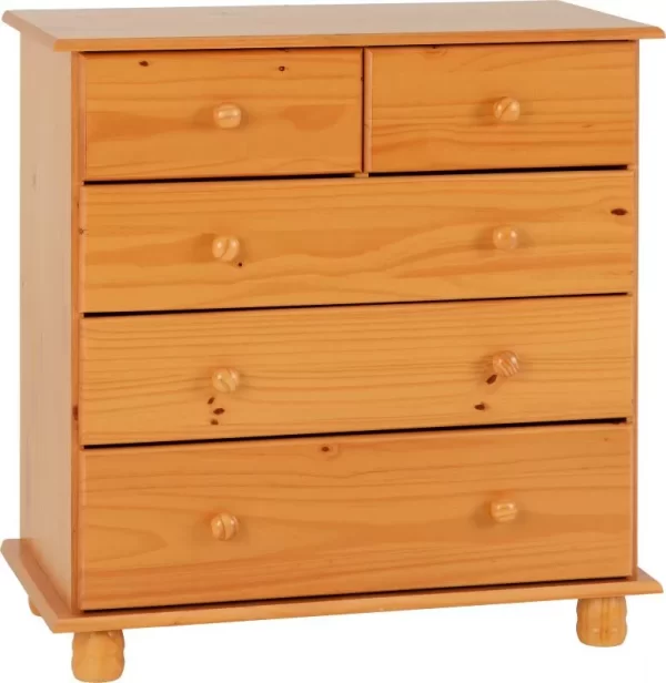 Sol 3+2 Drawer Chest in Antique Pine