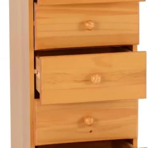 Sol 5 Drawer Narrow Chest in Antique Pine