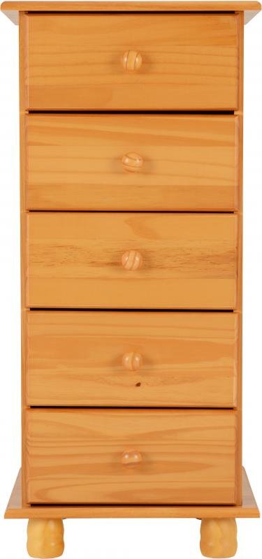 Sol 5 Drawer Narrow Chest in Antique Pine - Image 2